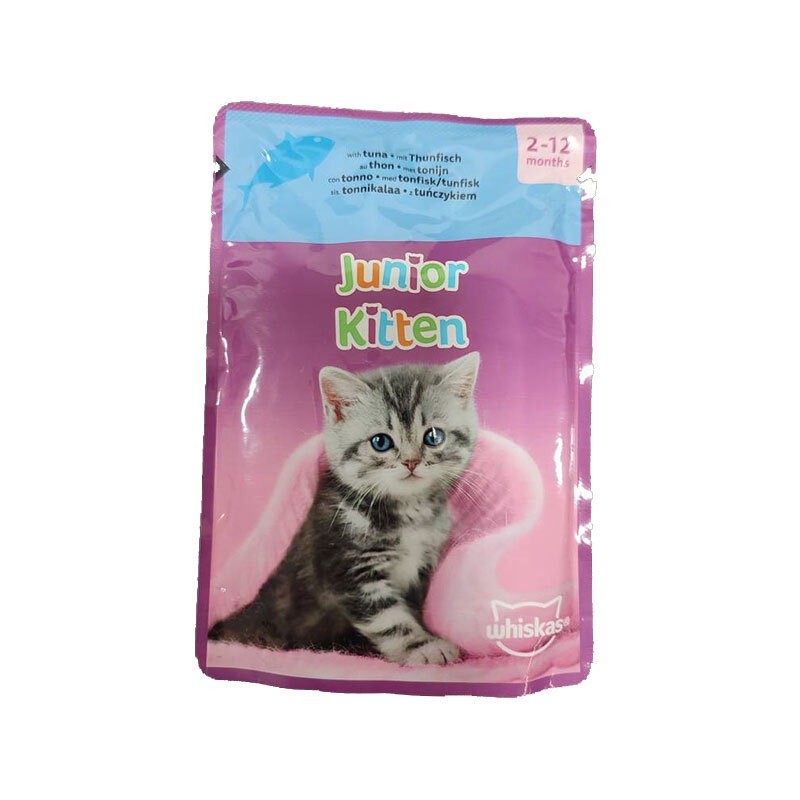 پوچ بچه گربه ویسکاس با طعم ماهی تن Whiskas Kitten Fish Favourites in Jelly وزن 85 گرم