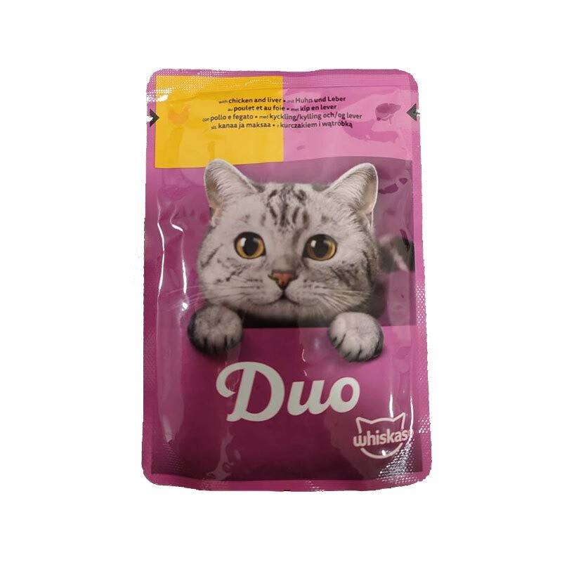 پوچ گربه ویسکاس با طعم مرغ و جگر Whiskas DUO Meaty Combos in Jelly وزن 85 گرم