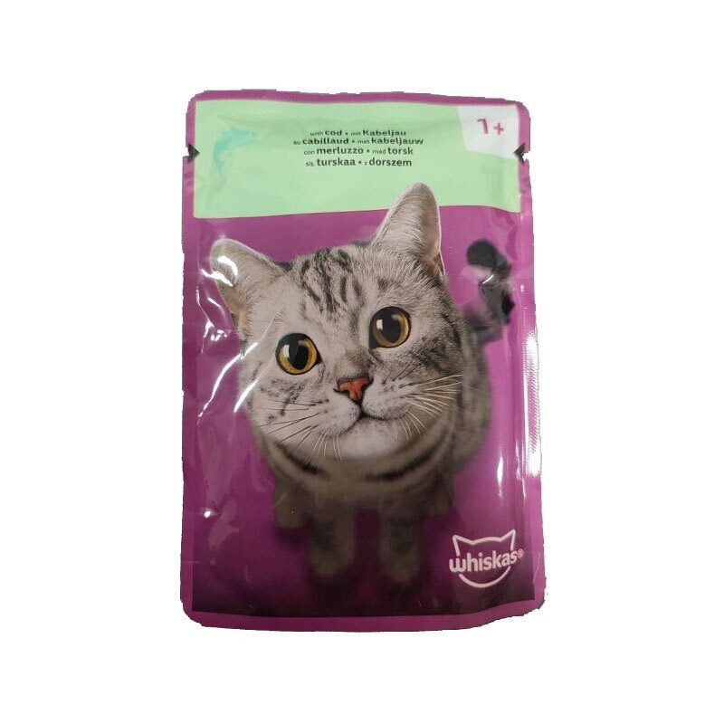 پوچ گربه ویسکاس با طعم ماهی کاد Whiskas Fish Favourites in Jelly وزن 85 گرم