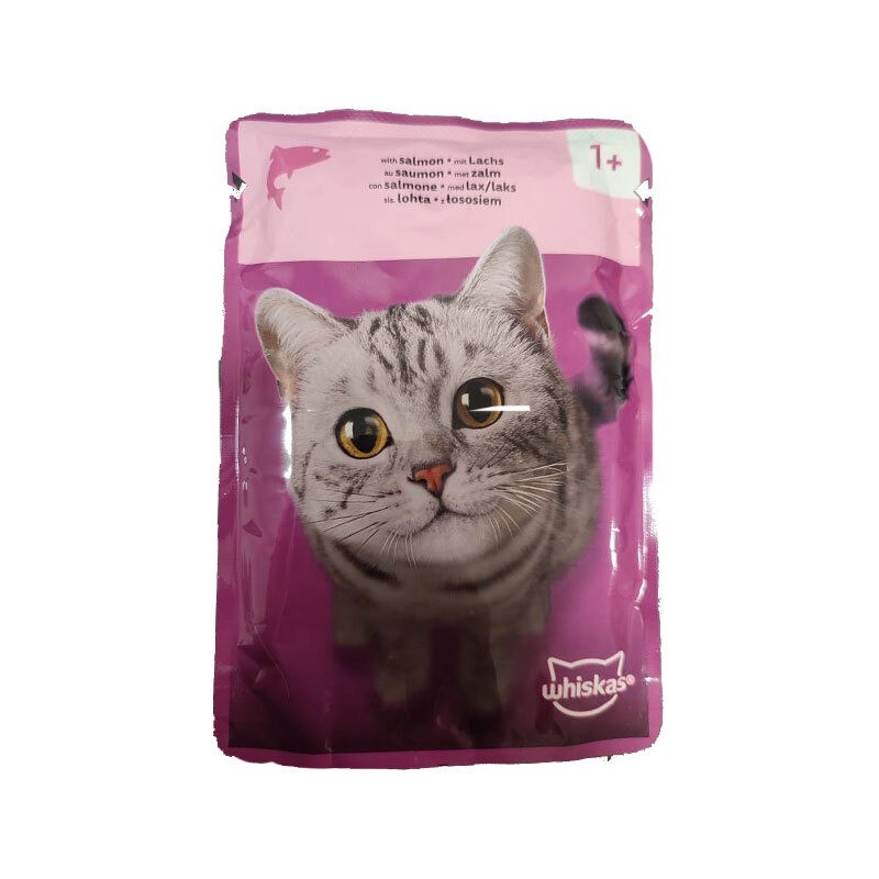 پوچ گربه ویسکاس با طعم ماهی سالمون Whiskas Fish Favourites in Jelly وزن 85 گرم
