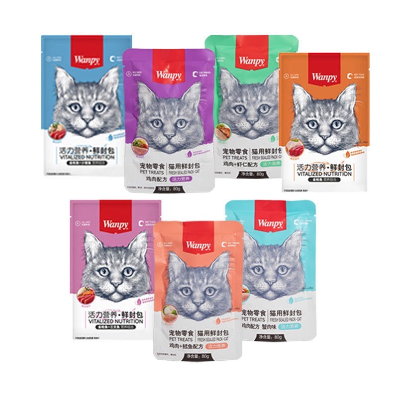 بسته پوچ گربه ونپی سفارش چین Wanpy Pouch Pack مجموعه 7 عددی