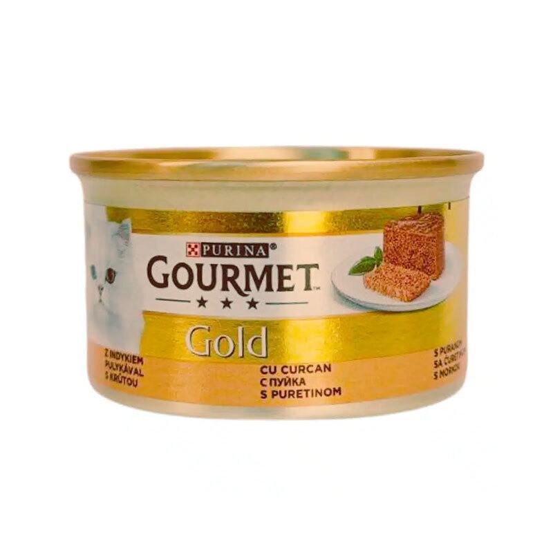 کنسرو غذای گربه گورمت پته با طعم گوشت بوقلمون Gourmet Gold Pate وزن 85 گرم