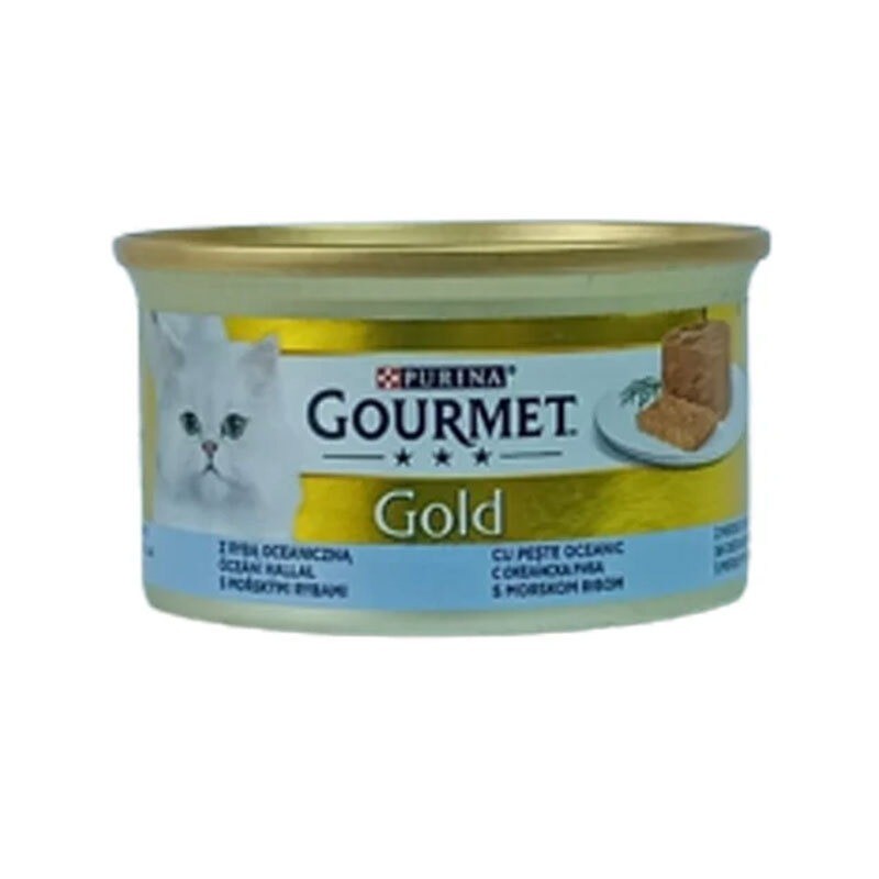 کنسرو غذای گربه گورمت پته با طعم ماهی اقیانوس Gourmet Gold Pate وزن 85 گرم