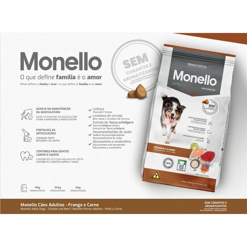 غذای خشک سگ نژاد متوسط و بزرگ مونلو با طعم مرغ و گوشت گاو Monello Premium Special وزن 15 کیلوگرم