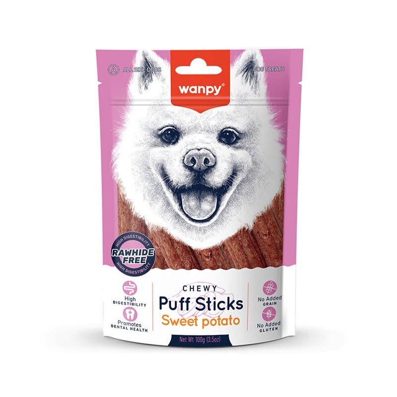 تشویقی سگ ونپی با طعم سیب زمینی Wanpy Chewy Puff Sticks وزن 100 گرم