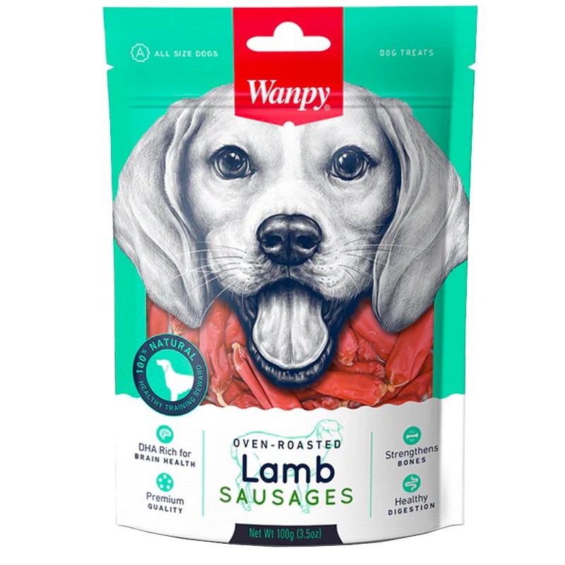 تشویقی سگ سوسیسی ونپی با گوشت بره Wanpy Lamb Sausages وزن 100 گرم