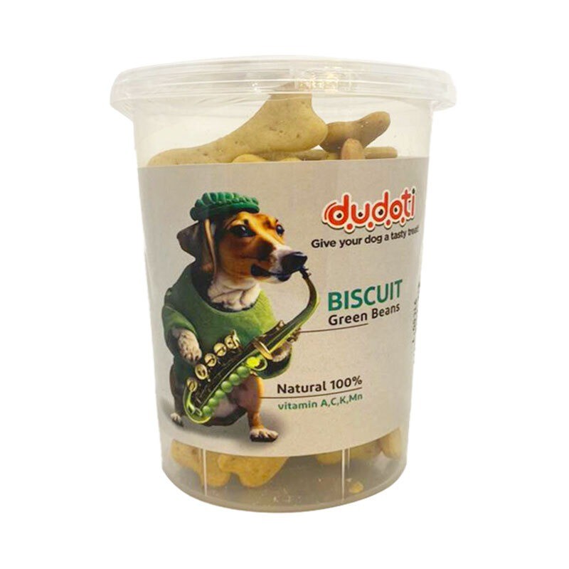 تشویقی بیسکوییتی سگ دودوتی با طعم لوبیا سبز Dudoti Biscuit Green Beans وزن 150 گرم