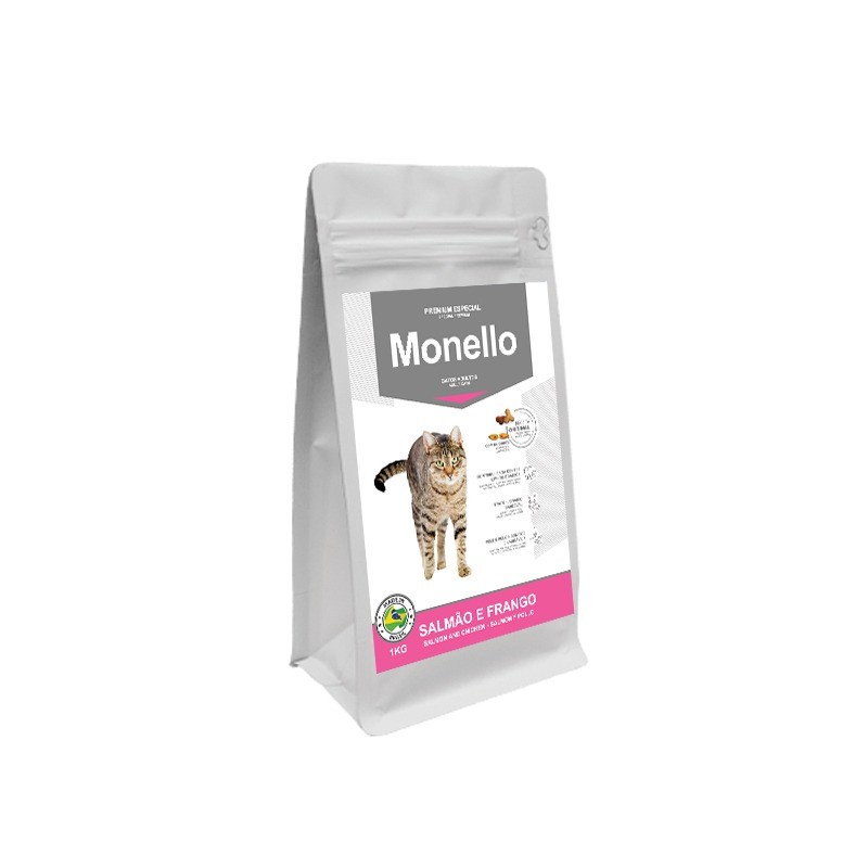 غذای خشک گربه میکس مونلو با طعم ماهی سالمون و مرغ Monello Premium Special Mix وزن 1 کیلوگرم