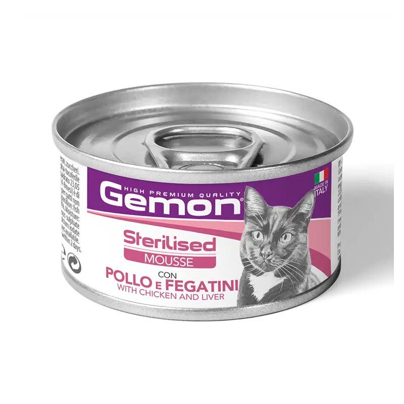 کنسرو غذای گربه عقیم شده مونژه مدل جمون مرغ و جگر Monge Gemon Cat Canned Food وزن 85گرم