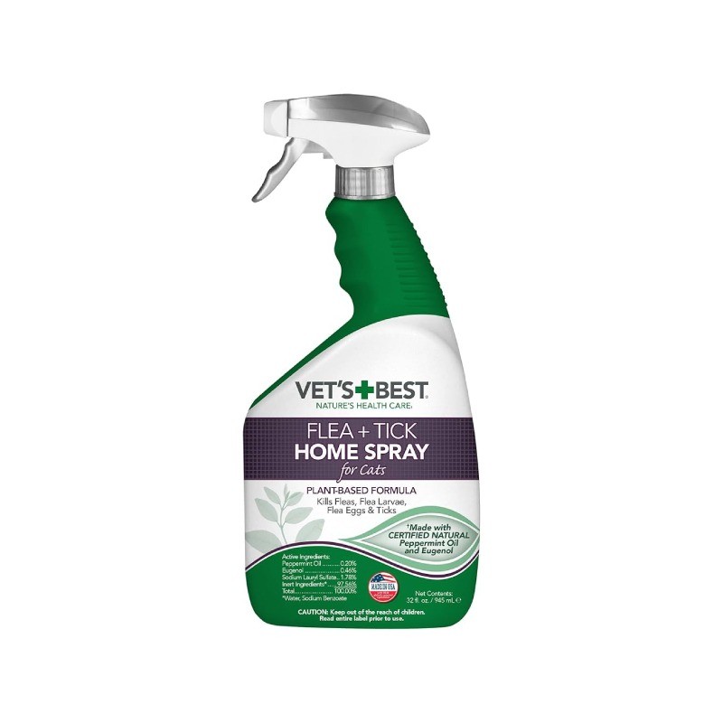 اسپری ضد خارش کک و کنه گربه وتس بست VET’S BEST Flea + Tick Home Spray حجم 954 میلی‌لیتر