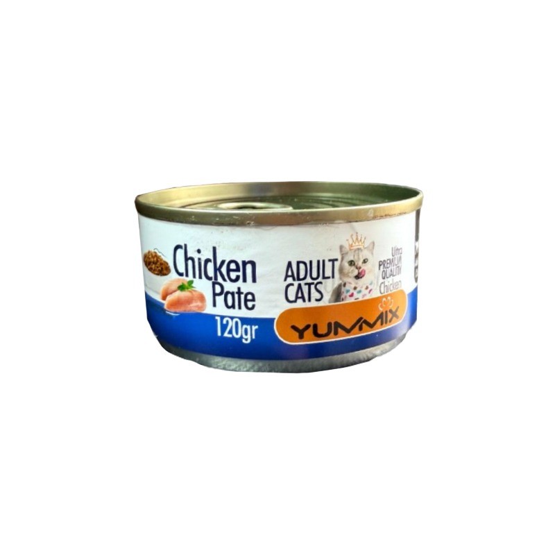 کنسرو غذای گربه بالغ یامیکس مدل پته با طعم مرغ Yummix Adult Cat Pate Chicken وزن 120 گرم