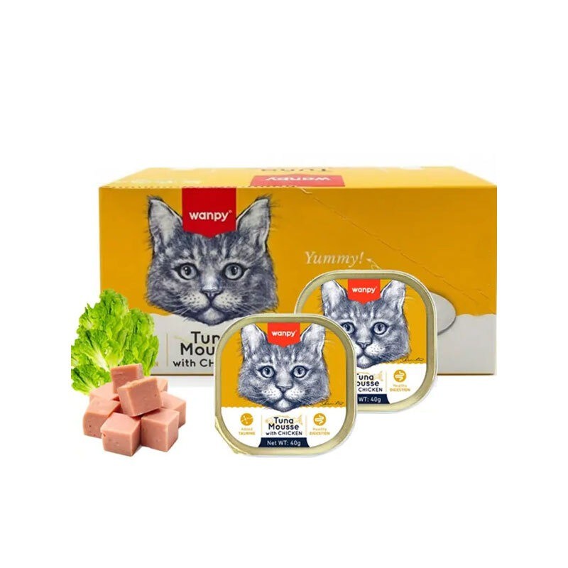 غذای کاسه ای گربه ونپی با طعم ماهی تن و مرغ Wanpy Tuna Mousse بسته 6 عددی