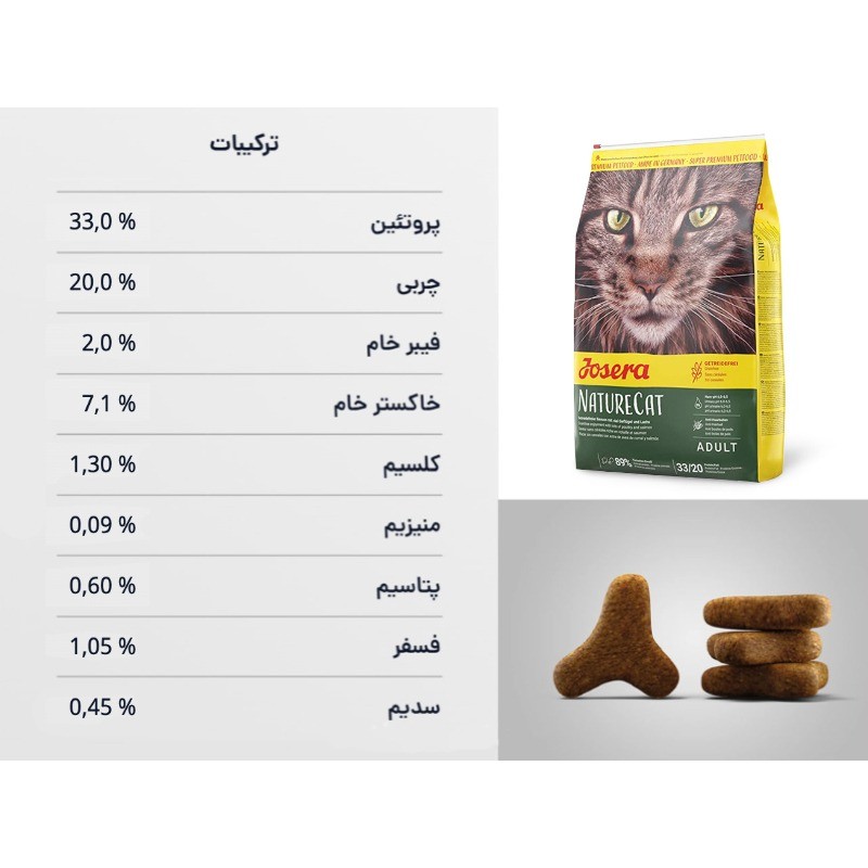 غذای خشک گربه جوسرا نیچرکت مناسب سلامت مجاری ادراری Josera NatureCat وزن 2 کیلوگرم