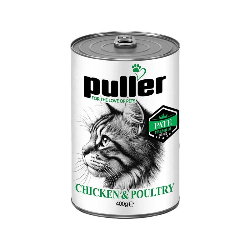 کنسرو غذای گربه پولر با طعم مرغ و گوشت پرندگان Puller Premium وزن 400 گرم
