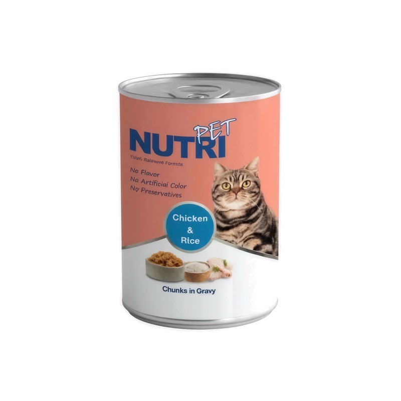 کنسرو غذای گربه نوتری پت پت مدل چانک با مرغ و برنج Nutri Pet Cat Chunk with Chicken and Rice وزن 425 گرم