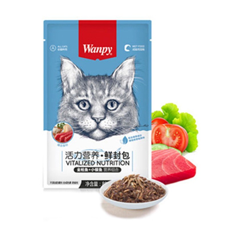 پوچ گربه ونپی با طعم ماهی تن و بچه ماهی سفارش چین Wanpy Cat Pouch وزن 80 گرم