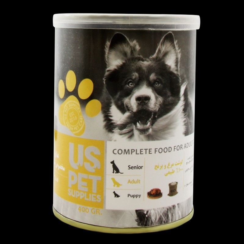 کنسرو غذای سگ یو اس پت با طعم مرغ و برنج UsPet Canned Food With Chicken & Rice وزن 400 گرم
