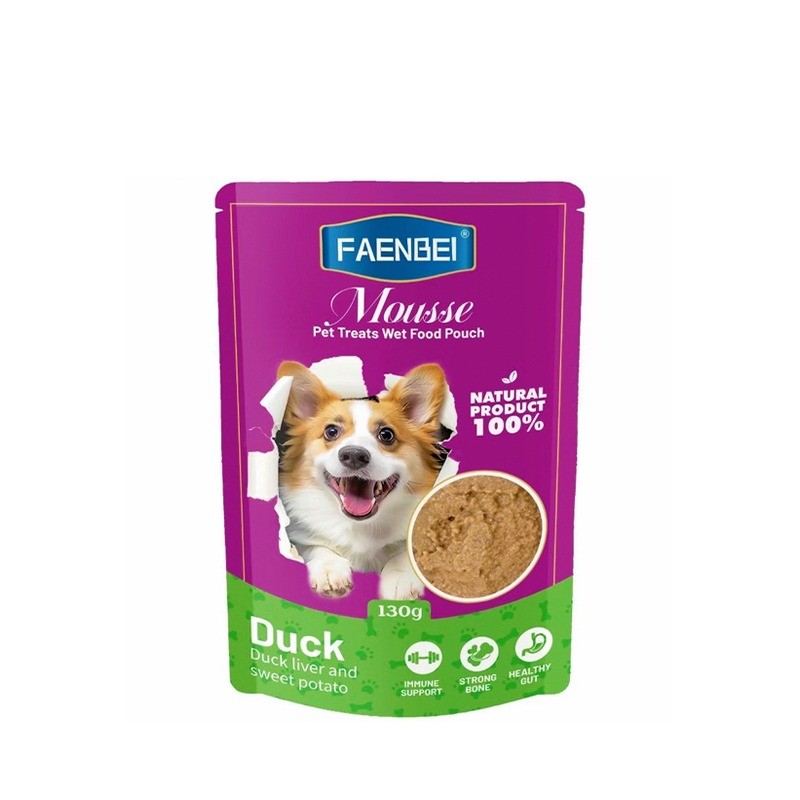 پوچ سگ فنبی با طعم اردک و سیب‌زمینی Faenbei Dog Pouch with Duck & Potato وزن 130 گرم