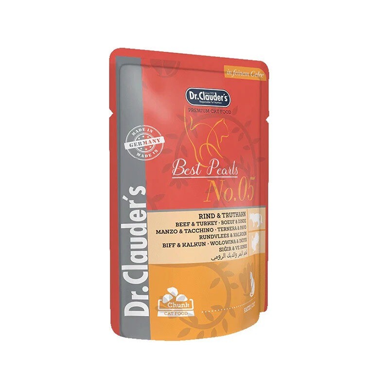 پوچ گربه دکتر کلادرز با طعم گوشت گاو و بوقلمون Dr.Clauder’s Best Pearls وزن 100 گرم