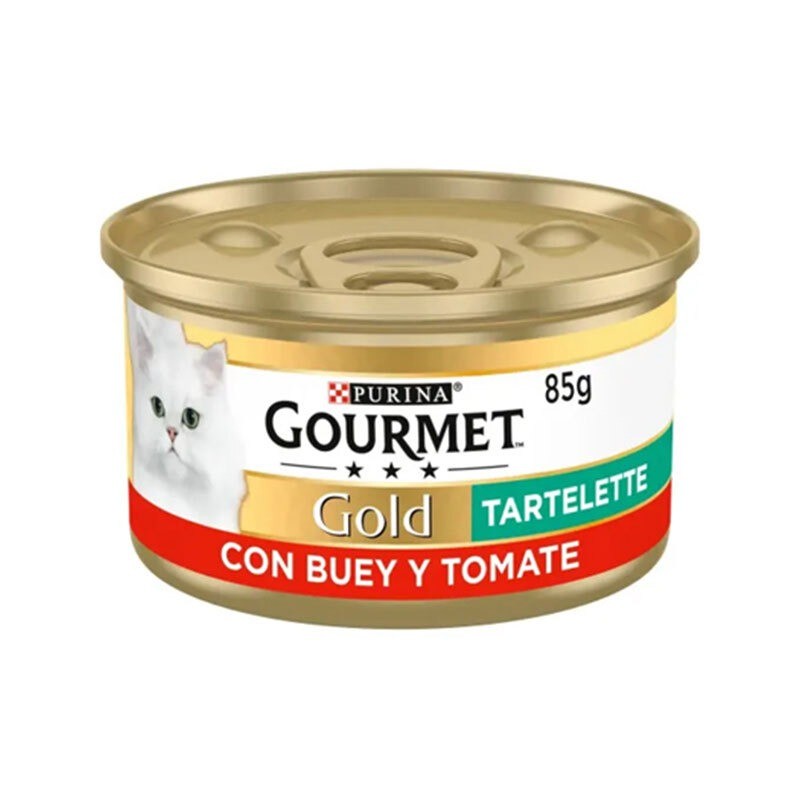 کنسرو غذای گربه گورمت کیکی با طعم گوشت گاو و گوجه‌فرنگی Gourmet Gold Les Timbales وزن 85 گرمی