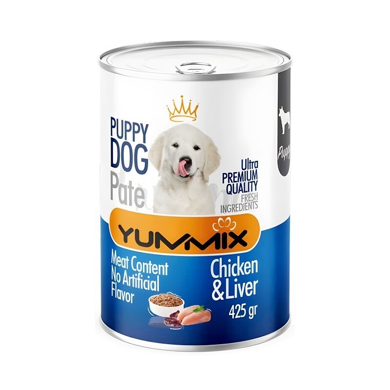 کنسرو توله سگ یامیکس مدل پته با مرغ و جگر Yummix With Chicken & Liver Pate Puppy Can وزن 425 گرم