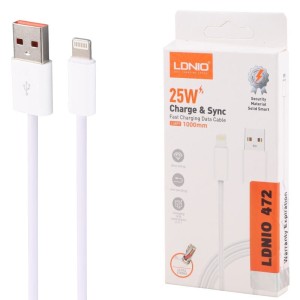 کابل لایتنینگ فست شارژ 25 وات الدینیو LS891 طول 1 متر
