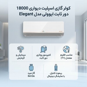 کولر گازی اسپلیت دیواری 18000 دور ثابت ایوولی مدل Elegant