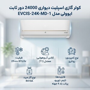 کولر گازی اسپلیت دیواری 24000 دور ثابت ایوولی مدل EVCIS-24K-MD-1