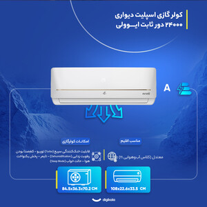 کولر گازی اسپلیت دیواری 24000 دور ثابت ایوولی مدل EVCIS-24K-MD-1