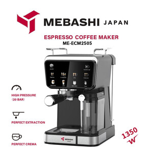 اسپرسو ساز خانگی 1.5 لیتری مباشی مدل ME-ECM2505، نیمه اتوماتیک با مصرف پودر قهوه، مناسب تهیه اسپرسو، لانگو، کاپوچینو، امریکانو و کافه لاته، دارای یک عدد نازل قهوه، تنظیم میزان بخاردهی