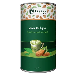 ماچا لته با پودر شیر بادام پپتینا sachet box containing 20 sachets of 10 grams