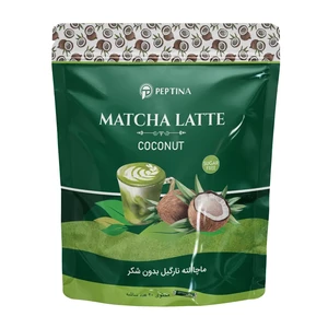 ماچا لته با پودر شیر نارگیل پپتینا sachet box containing 20 sachets of 10 grams