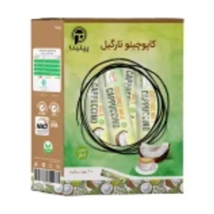 کاپوچینو با پودر شیر نارگیل پپتینا sachet box containing 20 sachets of 10 grams
