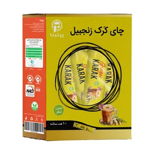 چای کرک زنجبیل پپتینا sachet box containing 20 sachets of 10 grams