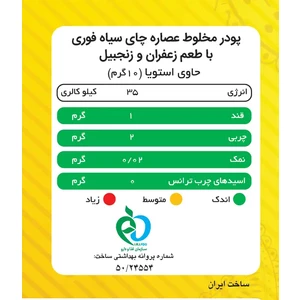 چای کرک زنجبیل پپتینا sachet box containing 20 sachets of 10 grams