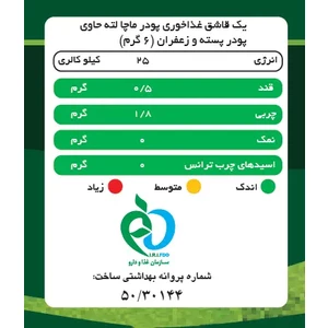 ماچا لته پسته زعفران پپتینا بسته 500 گرمی