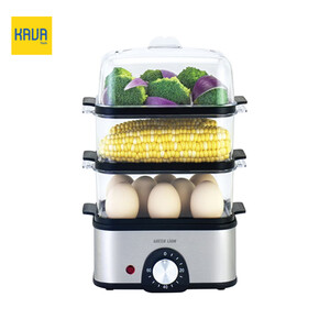 تخم‌مرغ‌پز و بخارپز سبزیجات Green Lion 3-Tier Egg Cooker & Steamer با ظرفیت 16 عدد تخم‌مرغ – طوسی