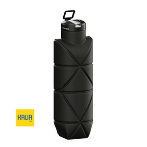 بطری سیلیکونی تاشو پورودو Porodo Fold-Flat Leakproof Bottle ظرفیت 700ml – مشکی