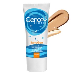 کرم ضد آفتاب رنگی پوست های خشک و معمولی SPF50 ژنوبایوتیک 50gr