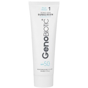 کرم ضد آفتاب بی رنگ پوست های خشک و معمولی SPF50 ژنوبایوتیک 50ml
