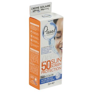 کرم ضد آفتاب بی رنگ SPF50 پوست چرب و جوشدار پیکسل 50ml