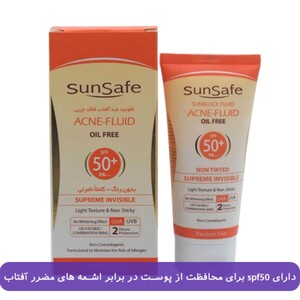 فلوئید ضد آفتاب سان سیف spf50 فاقد چربی بی رنگ 50ml