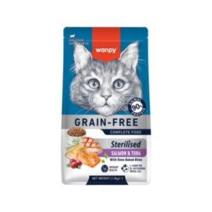 غذای خشک گربه عقیم شده ونپی با طعم ماهی سالمون و تن Wanpy Grain Free Sterilised Complete Food وزن 1.5 کیلوگرم