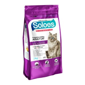 غذای خشک گربه بالغ سولواس با طعم مرغ Soloes Complete Food Adult Cat With Chicken وزن 2 کیلوگرم