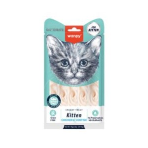 تشویقی بستنی بچه گربه ونپی با طعم مرغ و ماهی کاد Wanpy Creamy Treat Kitten وزن 70 گرم