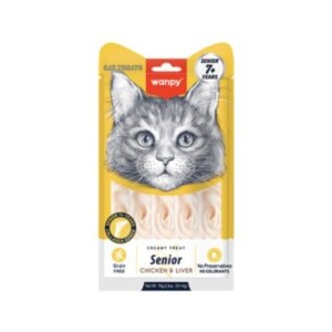 تشویقی بستنی گربه ونپی با طعم مرغ و جگر Wanpy Creamy Treat Senior وزن 70 گرم