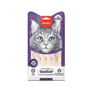تشویقی بستنی گربه عقیم شده ونپی با طعم ماهی تن و کرنبری Wanpy Creamy Treat Sterilised وزن 70 گرم