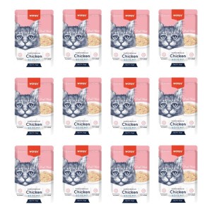 پوچ گربه ونپی با طعم مرغ و میگو سفارش اروپا Wanpy Super Premium بسته 12 عدی