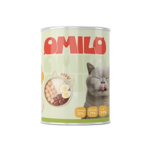 کنسرو غذای گربه اومیلو چانک با طعم مرغ بسته 10 عددی