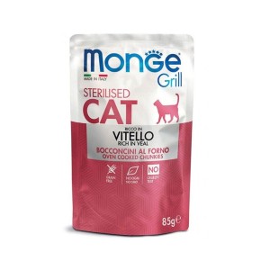 پوچ گربه بالغ عقیم شده مونژه با طعم گوشت گوساله Monge Grill Sterilised Cat Pouch وزن 85 گرم